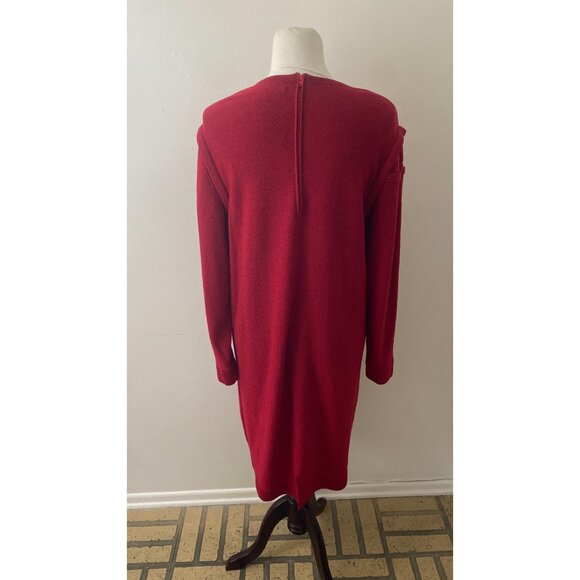 Vintage Steve Fabrikant Wool Dress Christmas Holidays Red - Picture 7 of 14